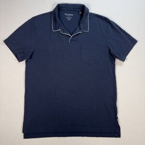 Todd Snyder Homespun Slub Polo Men's M Navy 100% Cotton Pocket Made in USA